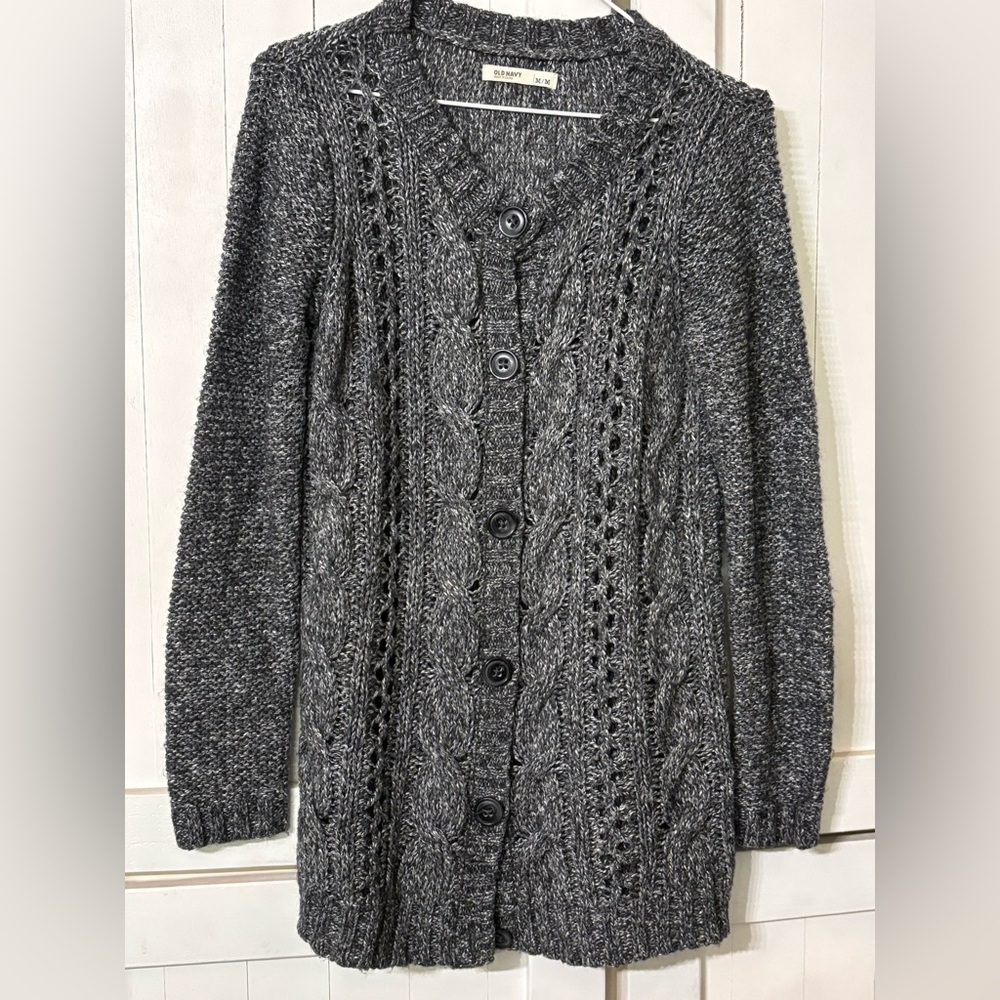 Old Navy Dark Gray Cable Knit Cardigan